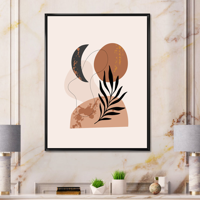 Moon and Sun Shapes in Retro Terracotta Tones I - Floater Frame, reproduction d'art sur toile, H 40 po x l 30 po x 1,5 po