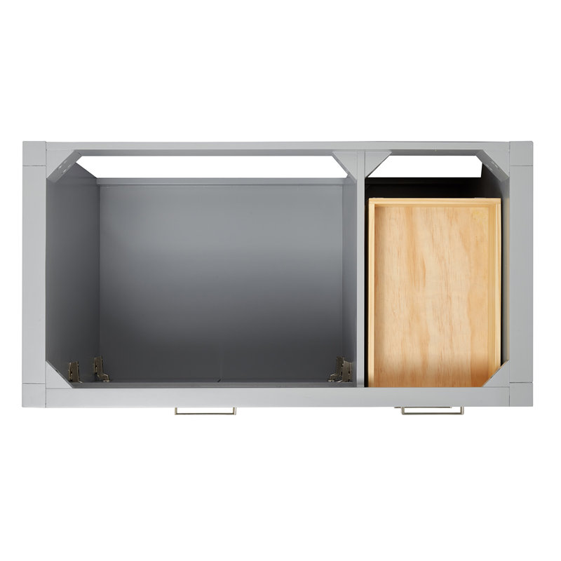 5_ARIEL Bristol 36 Single Sink Bathroom Vanity with Carrara White Quartz, 42" , Gray, Oval