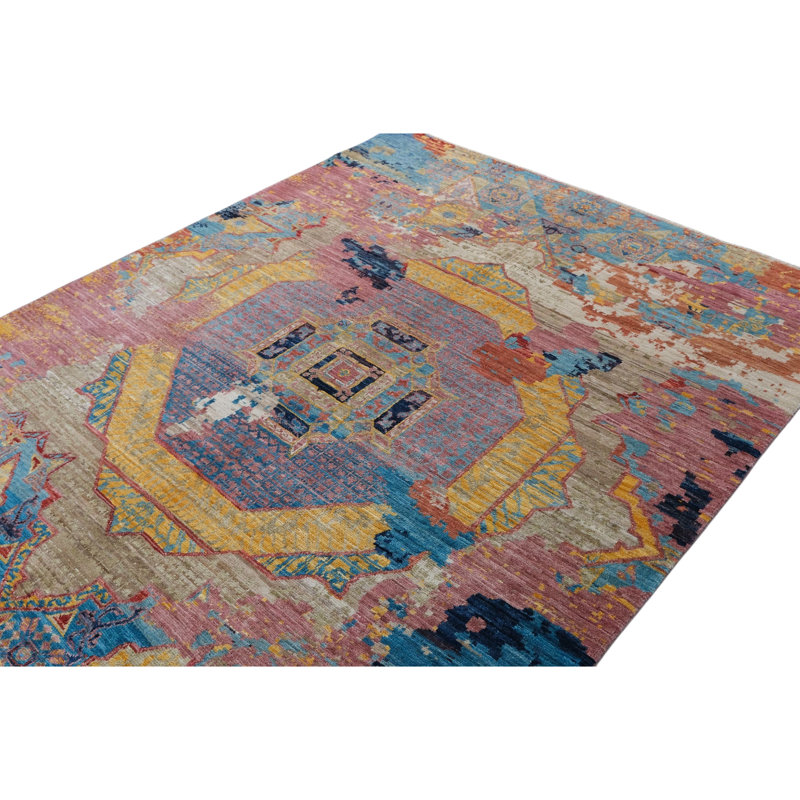 High-Quality Hand-Knotted Blue And Navy Area Rug
