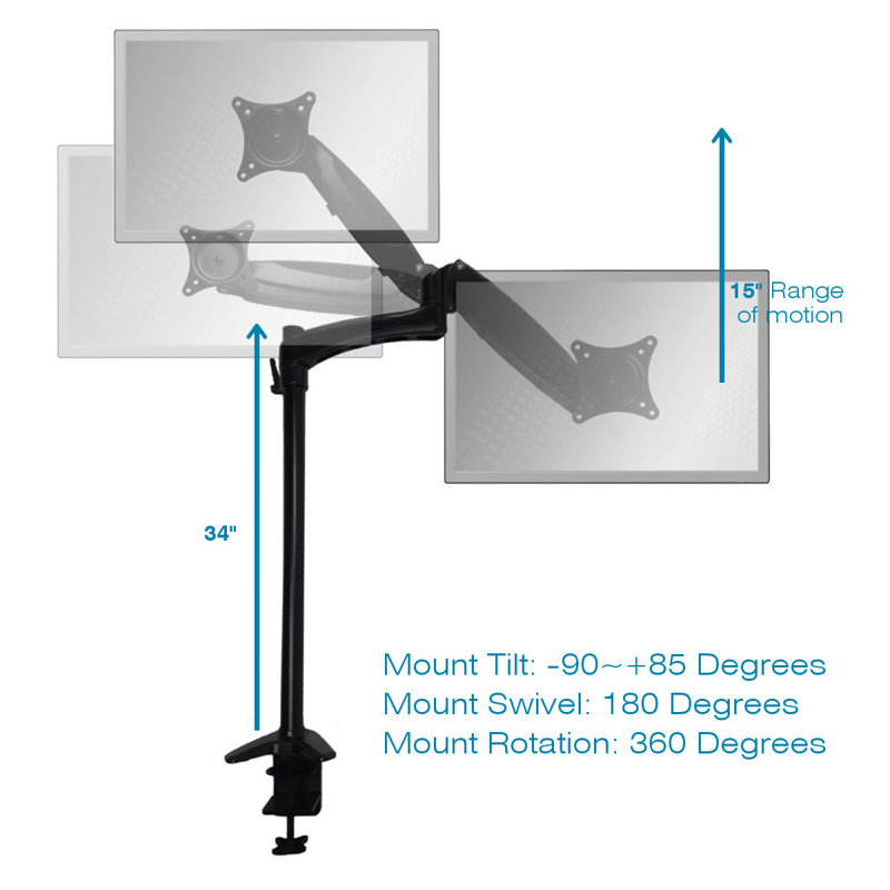 Support de bureau universel à hauteur réglable avec accoudoir assis-stand, Noir