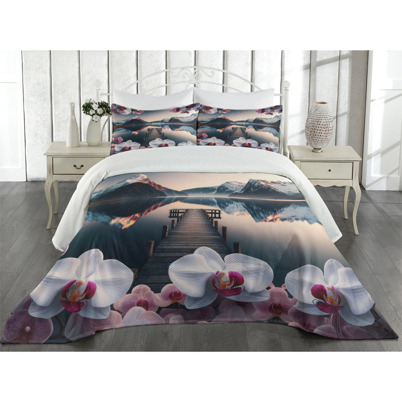 Polyester Floral Coverlet, King Coverlet + 2 Standard Shams