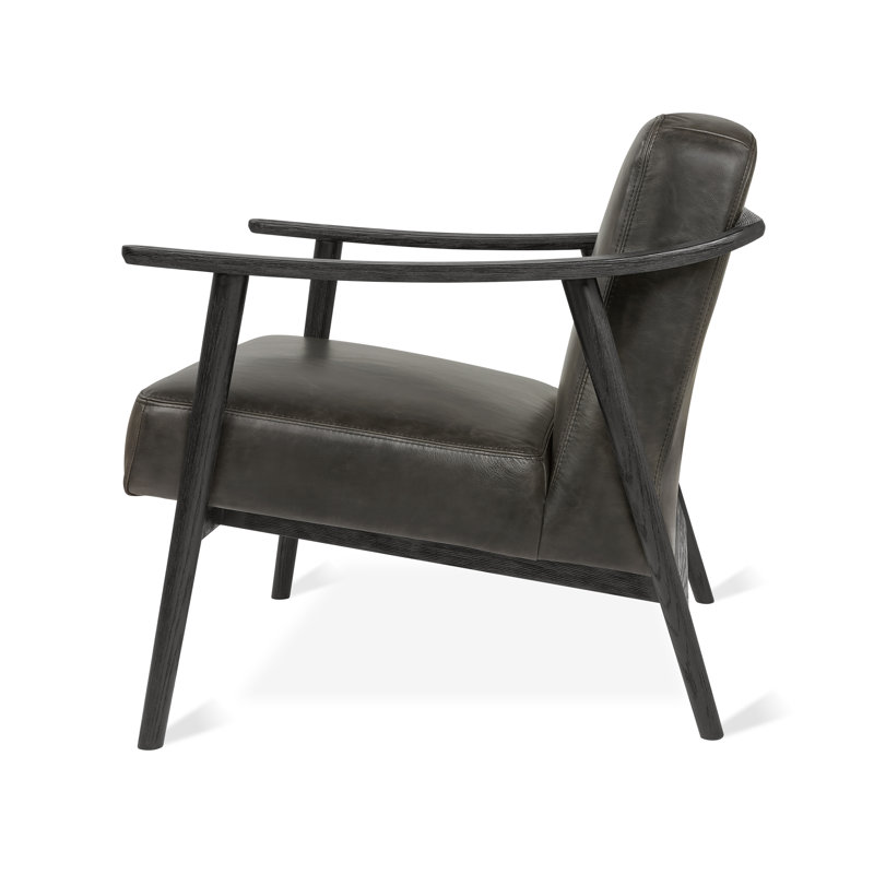Baltic 76.2Cm Top Grain Leather Wide Armchair, Black, Saddle Black Genuine Leather