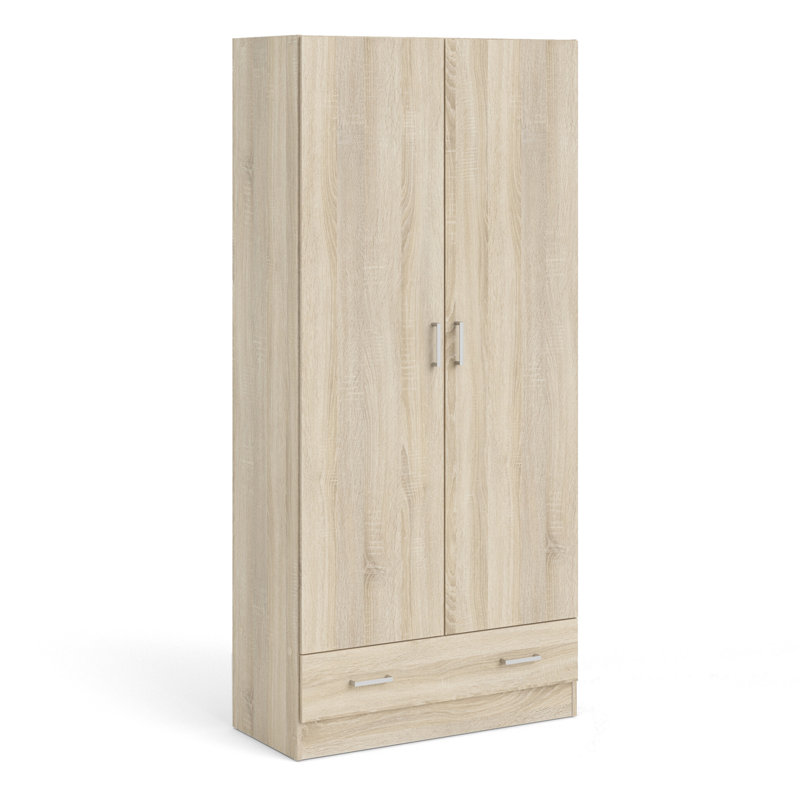 Mateah 2 Door Manufactured Wood Wardrobe, Oak