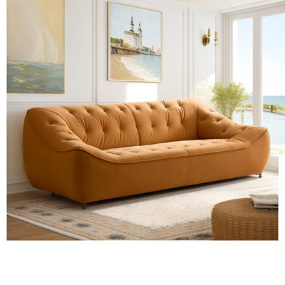 Najya Captivating 89" Reception Sofa with Solid Wood Frame and Tufted Elegance Decor