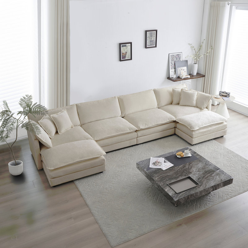 Canapé Comfort U, Chenille beige