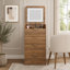 Meuble-lavabo 3 en 1 avec 3 tiroirs et tabouret roulant, meuble-lavabo compact avec miroir et lumières, petite coiffeuse moderne