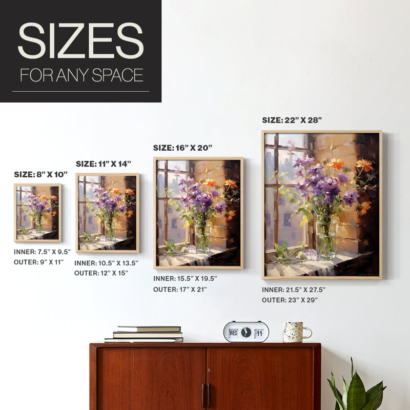 «FLORAL Series DCCL XXXVII», reproduction encadrée - bois massif, Naturel, H 15 po x l 12 po
