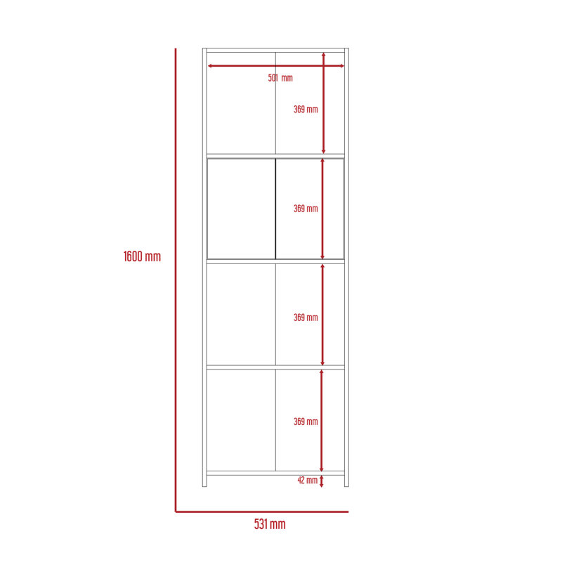 Dennielle 4 shelf bookcase with cupboard unit
