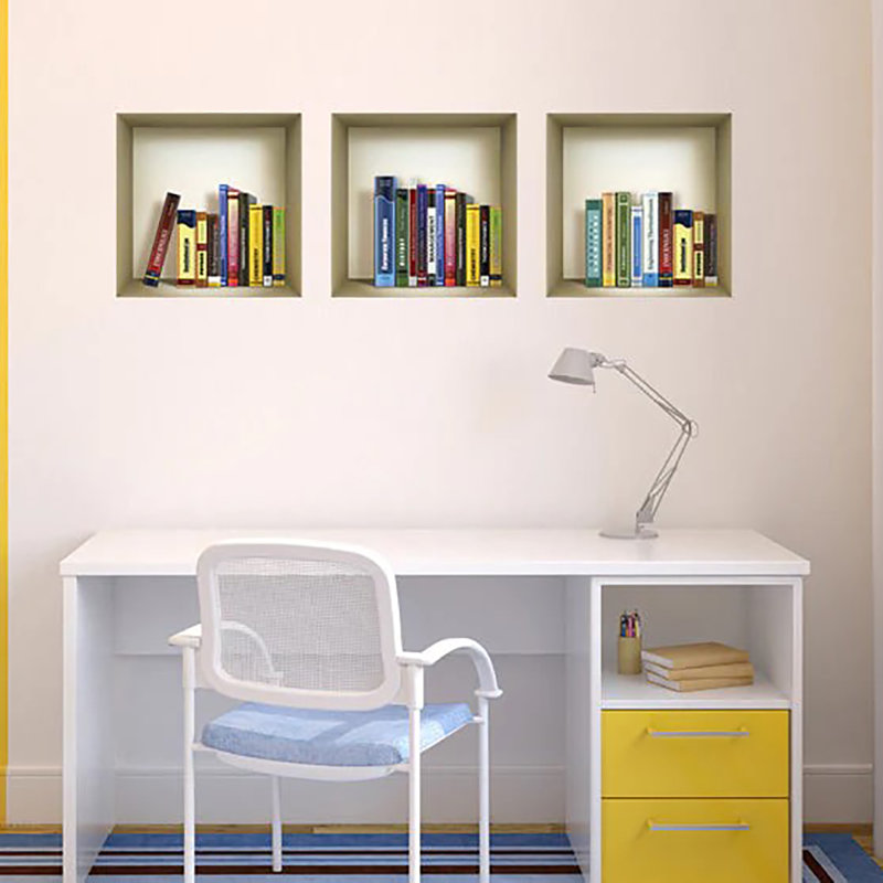 Décalcomanie 3D Niche 3D - 3 pièces | Facile à appliquer, superbes autocollants décoratifs pour la maison et le bureau
