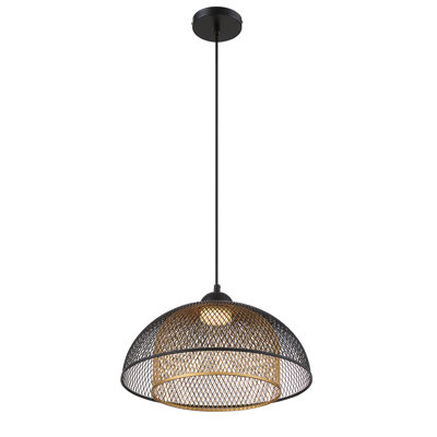 Kenmore 16-Inch Integrated LED Pendant, Matte Black & Gold Finish