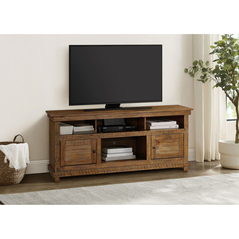 Meuble télé Castleton, H 27,06 po x L 60,06 po x l 16,31 po, Distressed Brown