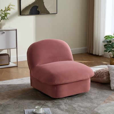 Swivel Accent Chair, 360-degree Metal Base with Velvet Fabric Upholstery