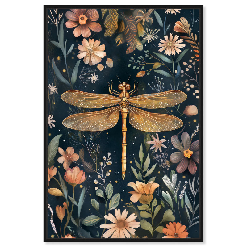 Décoration botanique sur toile Ruby Reed Rider III par Art Remedy, Cadre flottant noir, H 16 po x l 11 po