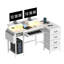 Bureau de jeu avec lumières DEL et prises de courant Bureau d'ordinateur avec plateau pour clavier et support pour écran-497197580