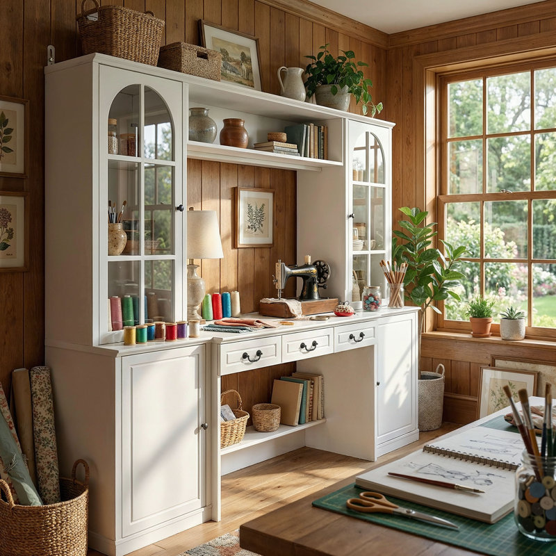 Armoire de rangement de bureau avec portes en verre - Présentoir chic pour un espace de travail moderne