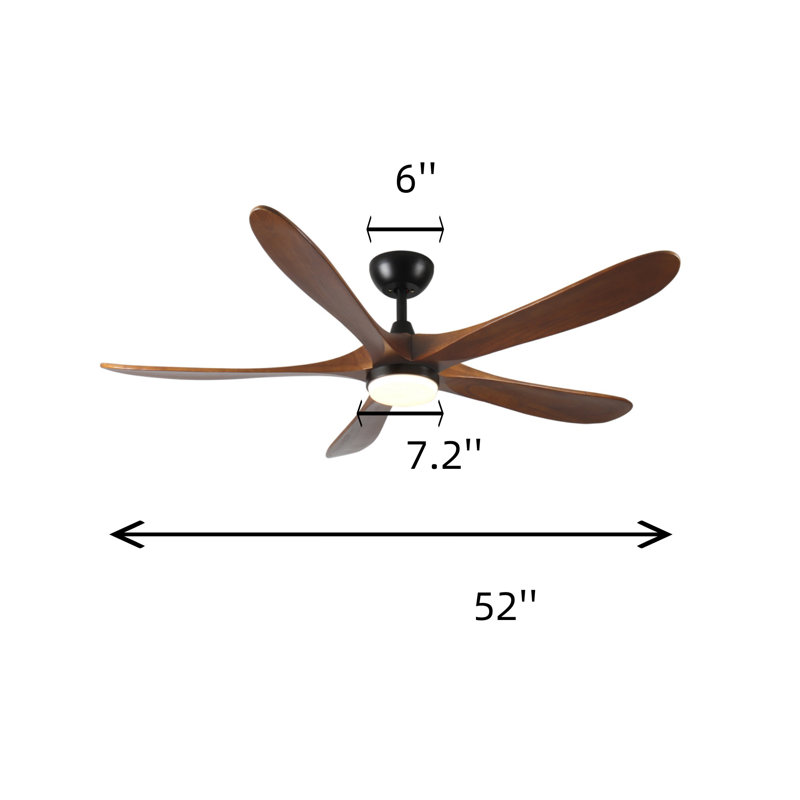 5-piece Solid Wood Ceiling Fan Light, 52" Wide