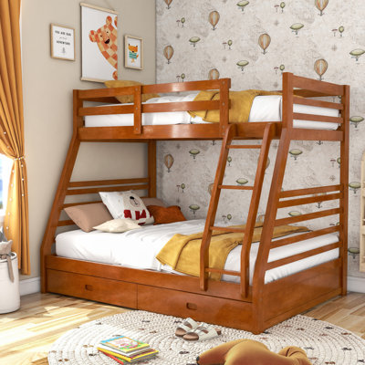 Briyith Kids Twin Over Full Bunk Bed with Drawers