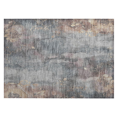 Machine Washable Indoor/Outdoor Chantille Gray Rug