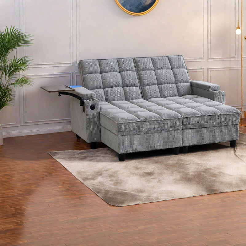 Multifunctional Sofas With Storage, Wood Frame Modern Sleeper For Home