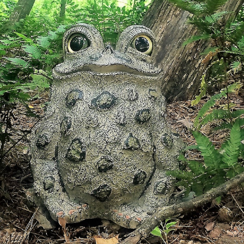 Statue de jardin fantaisiste crapaud «Stretch», H 17 po x l 15,5 po x P 13,5 po, Brun, 1