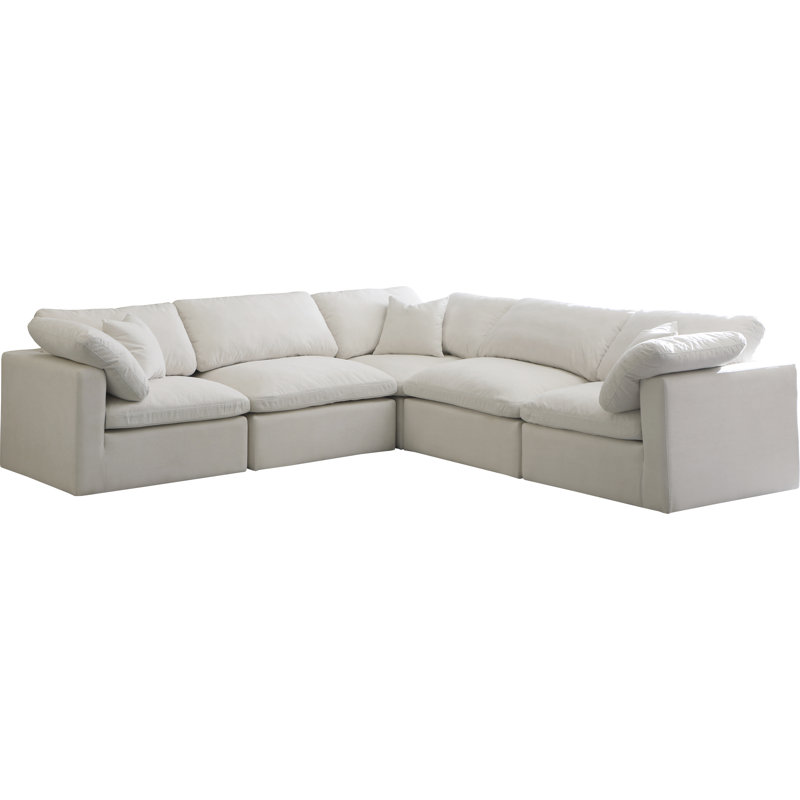 Atis Velvet L-Shaped Sectional Reversible, Cream Velvet