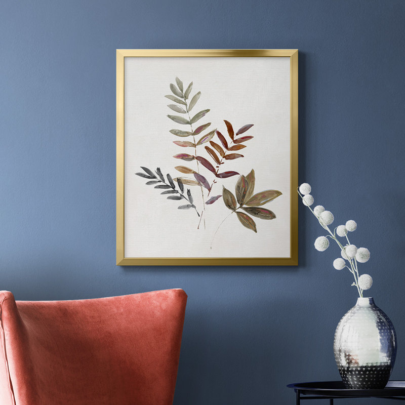 Feuilles d'automne III - Toile encadrée de qualité supérieure - prête à être accrochée, H 20 po x l 16 po, Or