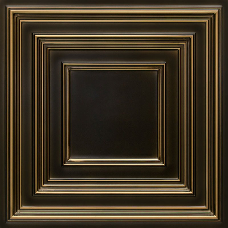 Schoolhouse 24'' W Textured PVC Drop-In Ceiling Tile, Glue Up Ceiling Tile Ceiling Tile, Antique Brass, 24" W x 48" L