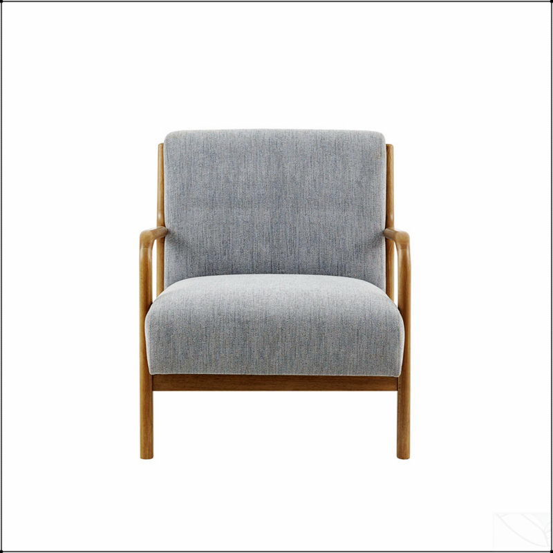 Rattan Back Accent Chair With Solid Hardwood Frame, Grey Aged Oak Finish For Rustic And Organic Appeal, Gray