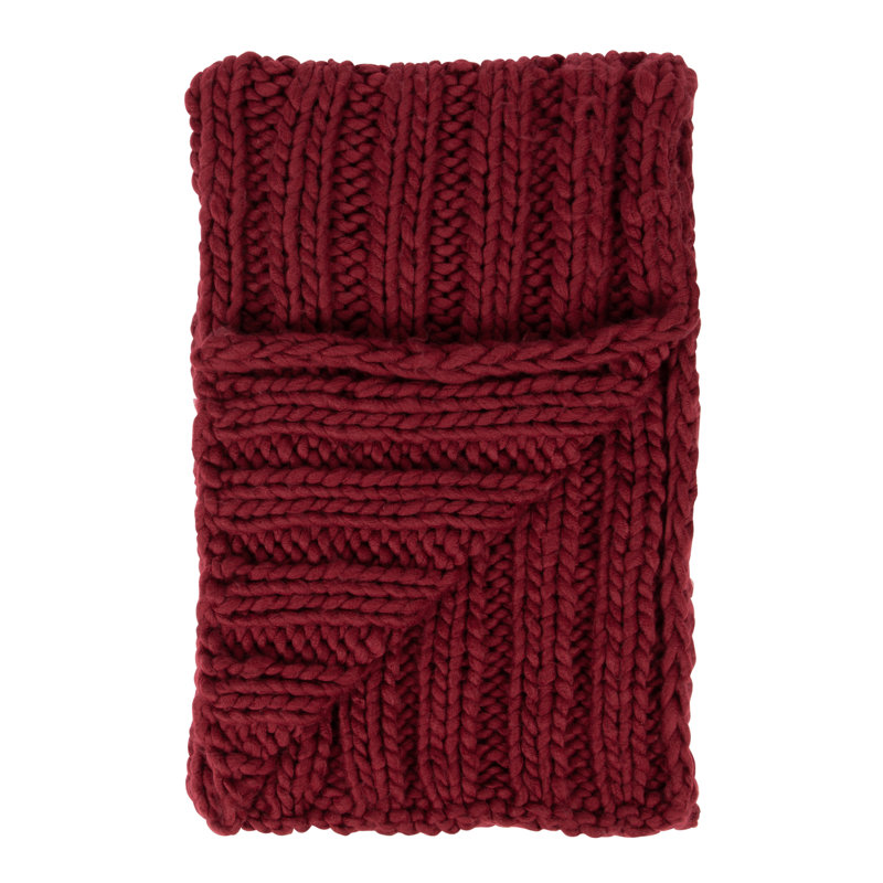 Chunky Knit Throw Blanket, Red