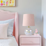 Muhedin 15‘’ Hand-Blown Glass, Kids Table Lamp with Pink Lampshade
