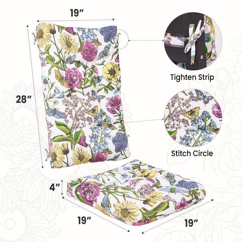  Coussin de siège / dossier d'extérieur en oléfine Wolak pour sièges de patio, Blanc / Rose