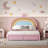 Upholstered Rainbow Design Bed, Velvet Princess Platform Bed With Storage Drawer, No Box-Spring Needed,Colorful Pink-655504364