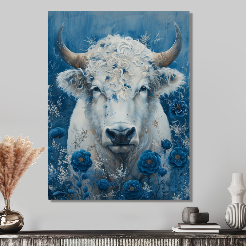 Art mural blanc et bleu cosmique, Métal métal, H 32 po x l 16 po x P 1 po
