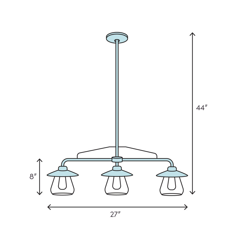 Luminaire suspendu linéaire pour îlot de cuisine 4 lumières Tropical Paradise