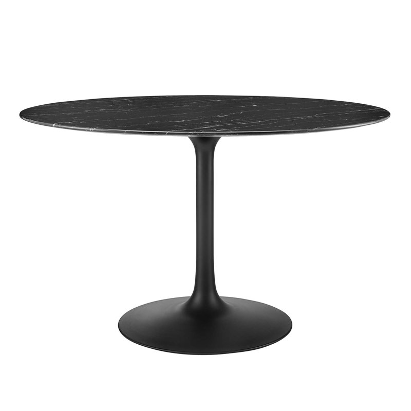 Table de bar Lippa, plateau rond en marbre artificiel, par Modway, Table standard (hauteur de 28,5 po), L 47 po x L 47 po