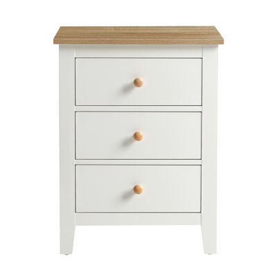 3 Drawer Nightstand With Solid Wood Knobs