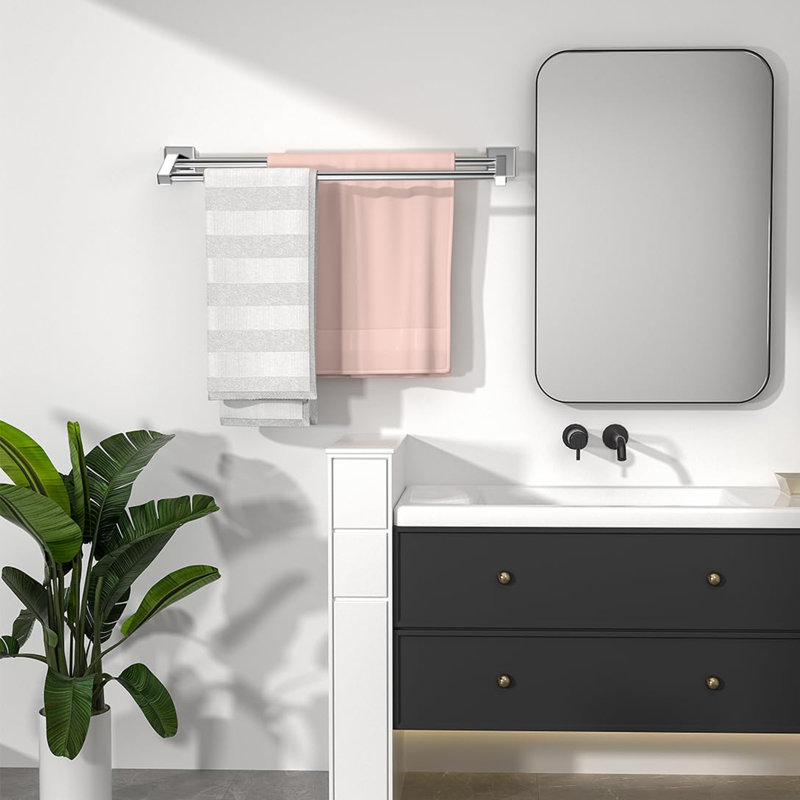 Double barre à serviettes pour salle de bain, Chrome chrome