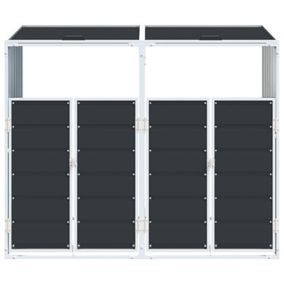 Vidaxl Wheelie Bin Storage For Double Bins Grey 56.7"X31.9"X44.5" Steel