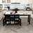 74.8" Kitchen Island With Extendable Dining Table, Marble Veneer Top & Built-In Power Outlet - Mobile Storage Cart With 3 Drawers & Cabinet, Rolling Kitchen Cart For Dining Room-1522136412