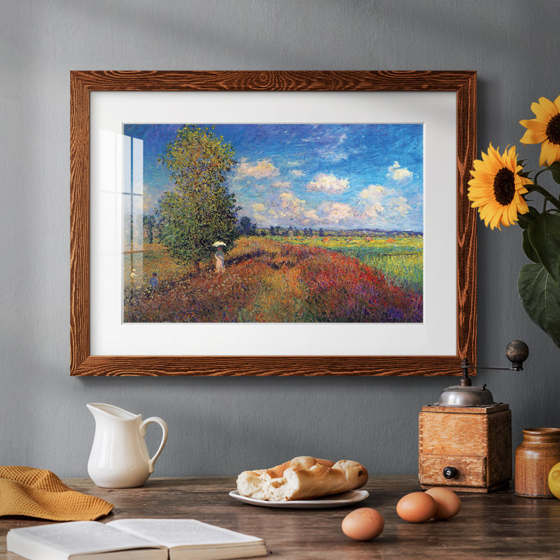 «Poppy Field in Summer» par Claude Monet - reproduction d'un seul cadre, Érable, H 26 po x l 38 po
