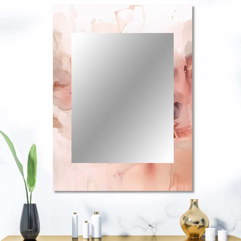 Pink Delicate Abstract Marble II - Marble Large Wall Mirror, Pink Decorative Mirror, Printed Metal Art, 40" x 30"