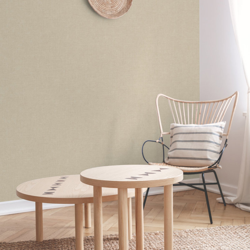 Inia Collection Textile Plain Wallpaper Roll, Olive Green