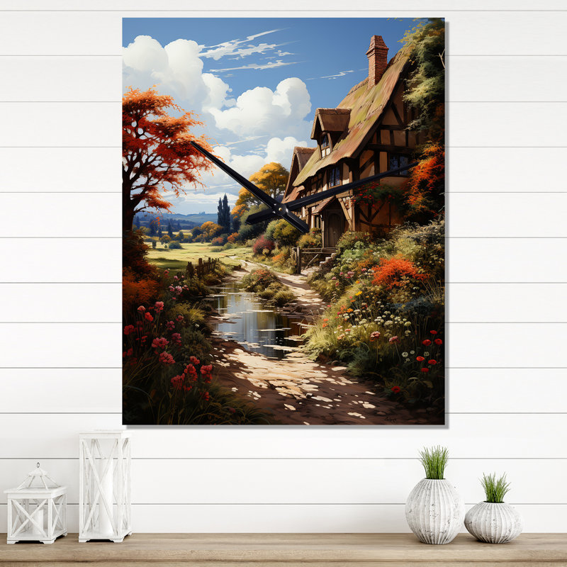 Paysage de campagne anglaise en Angleterre - horloge murale moderne Angleterre, Médium