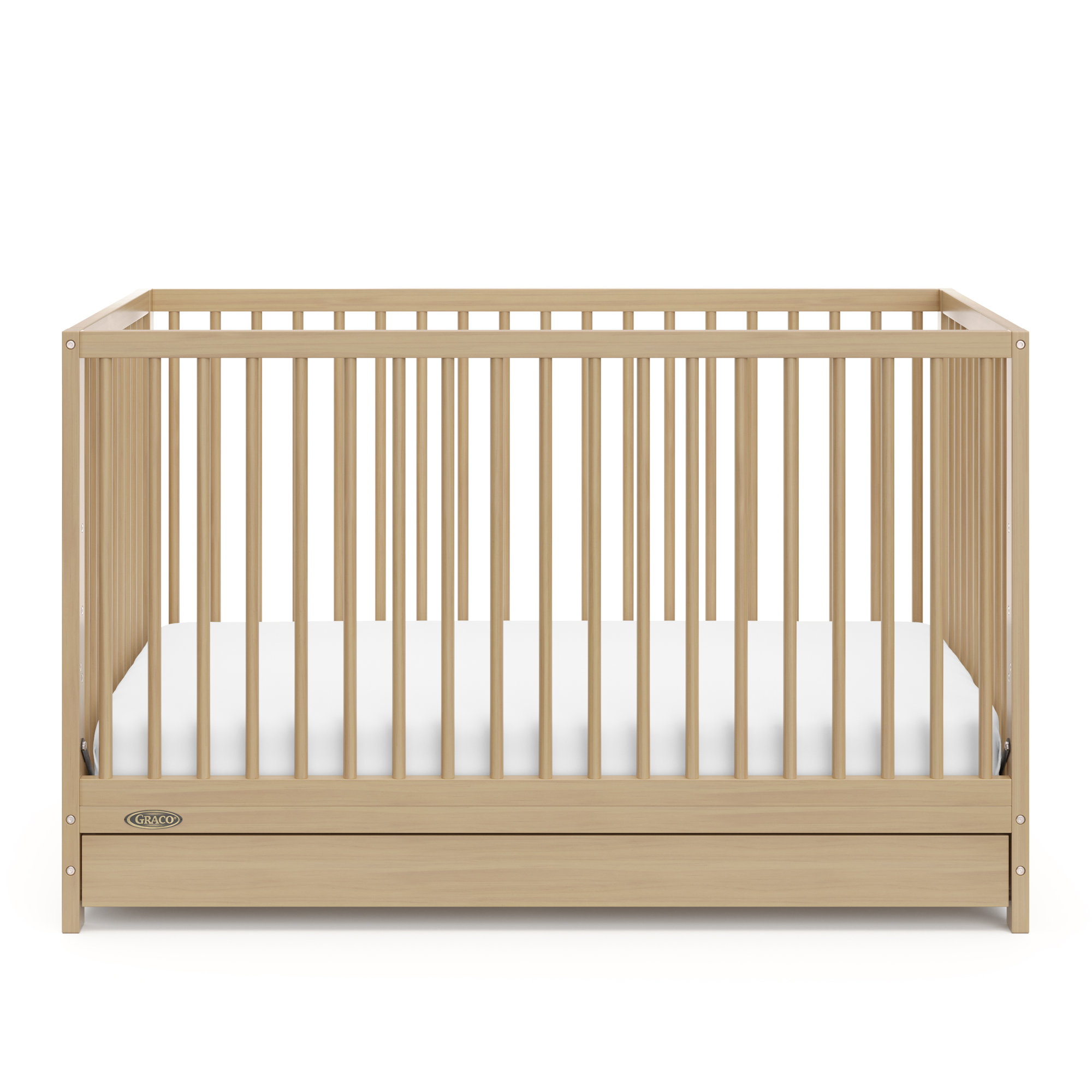 Teddi 5-in-1 Convertible Crib with Storage, Crib + Mattress, Driftwood