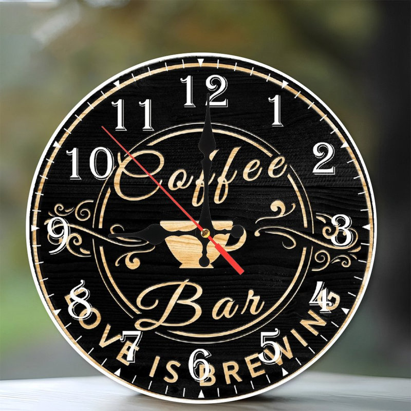 Horloge murale en bois 10 po, mouvement silencieux, à piles (piles AA non incluses), décor artistique, parfait pour les décorations
