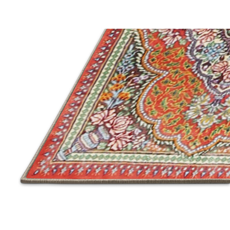 Tapis traditionnel mehroon/noir/crème Dabo, Rectangle 5 pi x 7 pi