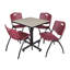 Table de salle de repos carrée Nicklo, chaises empilables 4 M-32668259-32668262-132626867