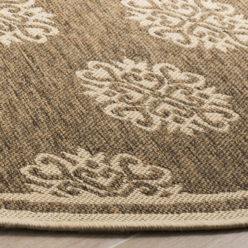 Burnell Performance Ikat Indoor/Outdoor Area Rug, Round 6'7"