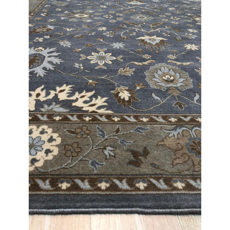 Machine-Made Wool Dk.Grey Traditional Oriental Oushak Rug