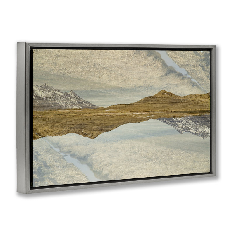 Cadre flottant Reflecting Prairie, par Robin Vandenabeele, Cadre flottant gris lustré, H 17 po x l 25 po